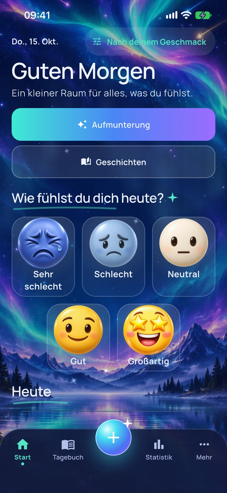 Moodlos Startbildschirm im Design Stimmungspolarlicht