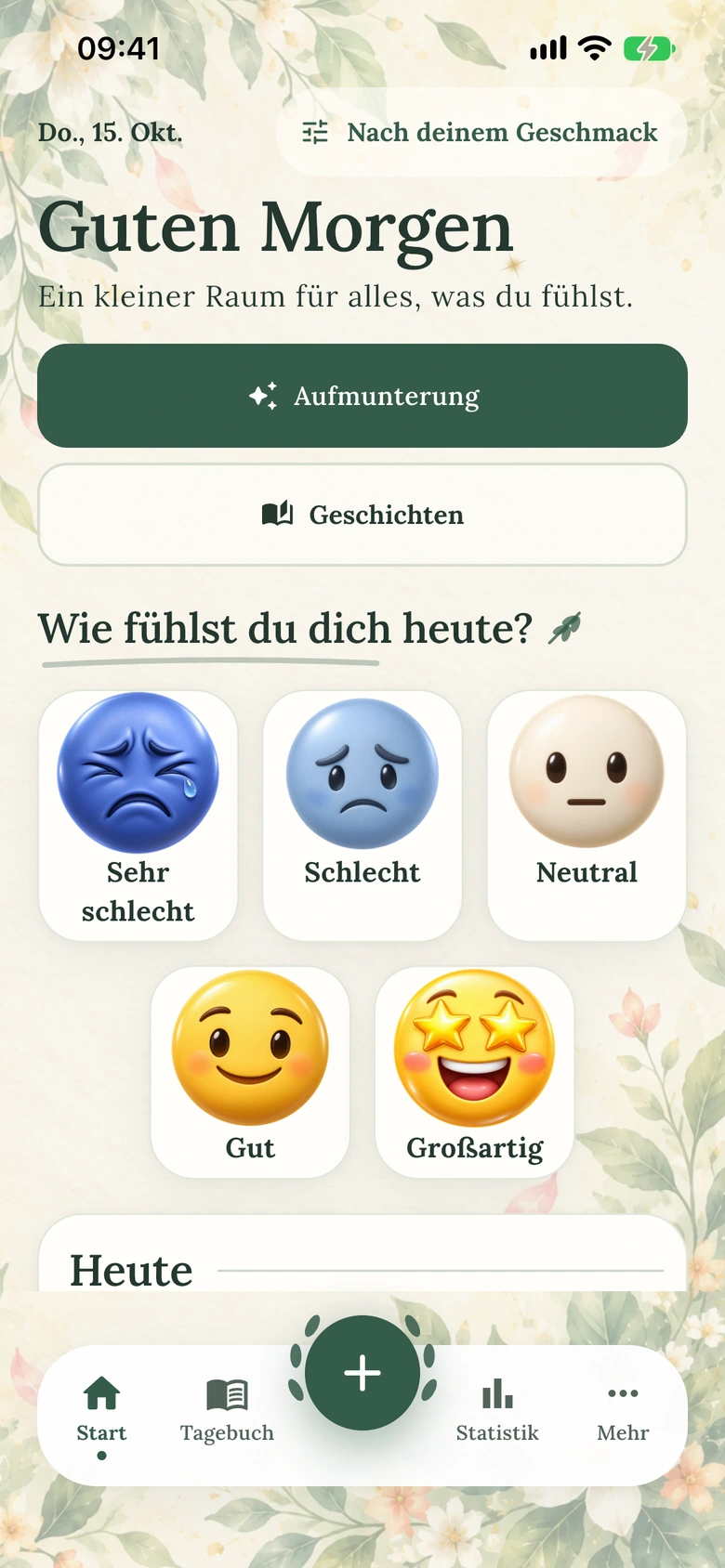 Moodlos Startbildschirm im Design Aquarellgarten