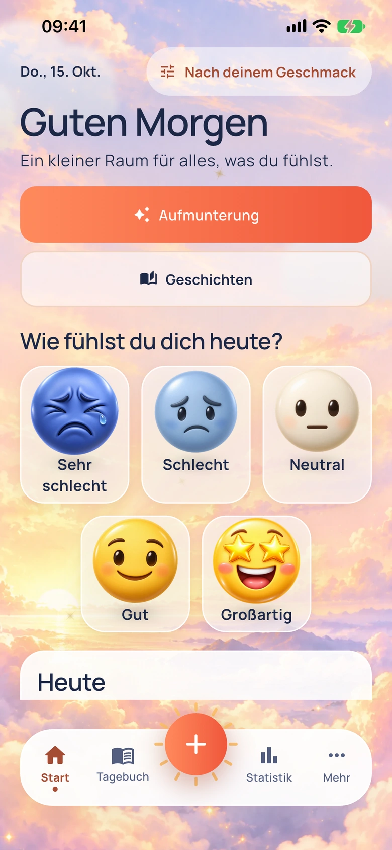 Moodlos Startbildschirm im Design Stimmungswetter