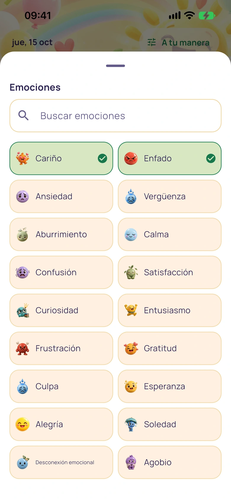 Selector de emociones de Moodlo