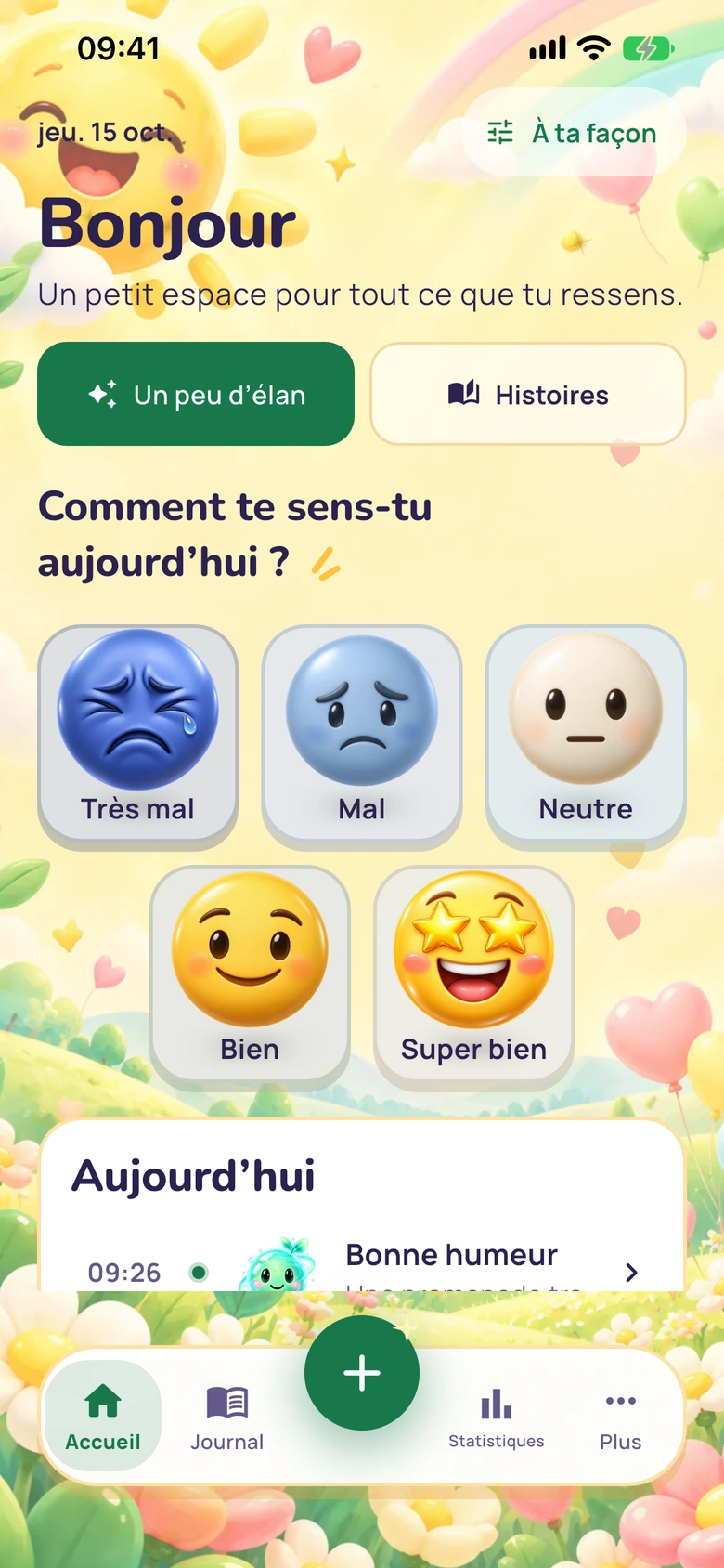 Écran d’accueil de Moodlo
