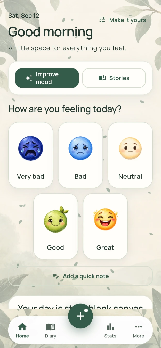 Moodlo home screen