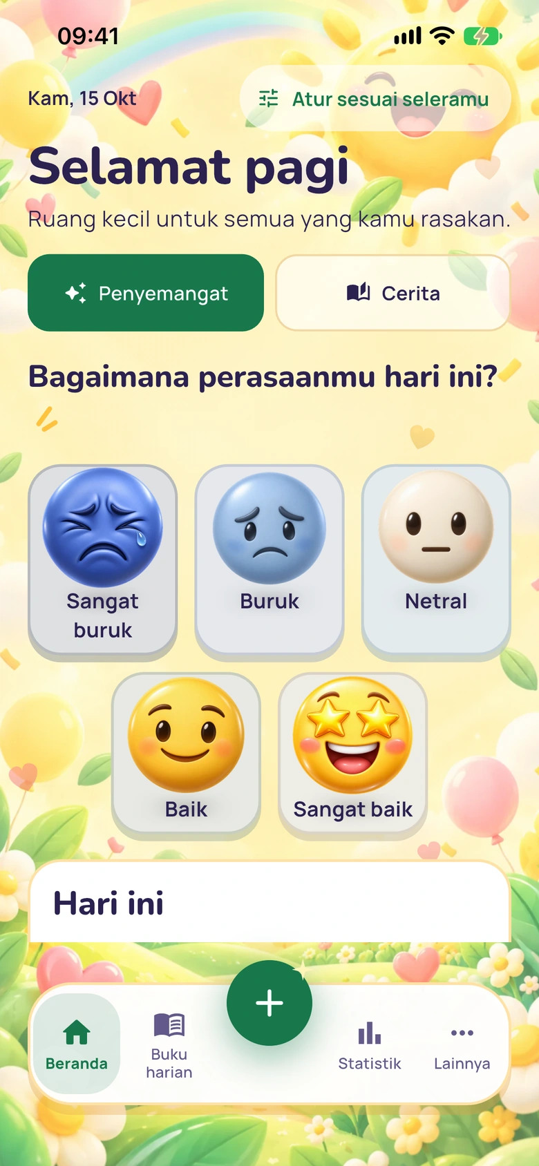 Layar Beranda Moodlo dengan desain Pop Cerah