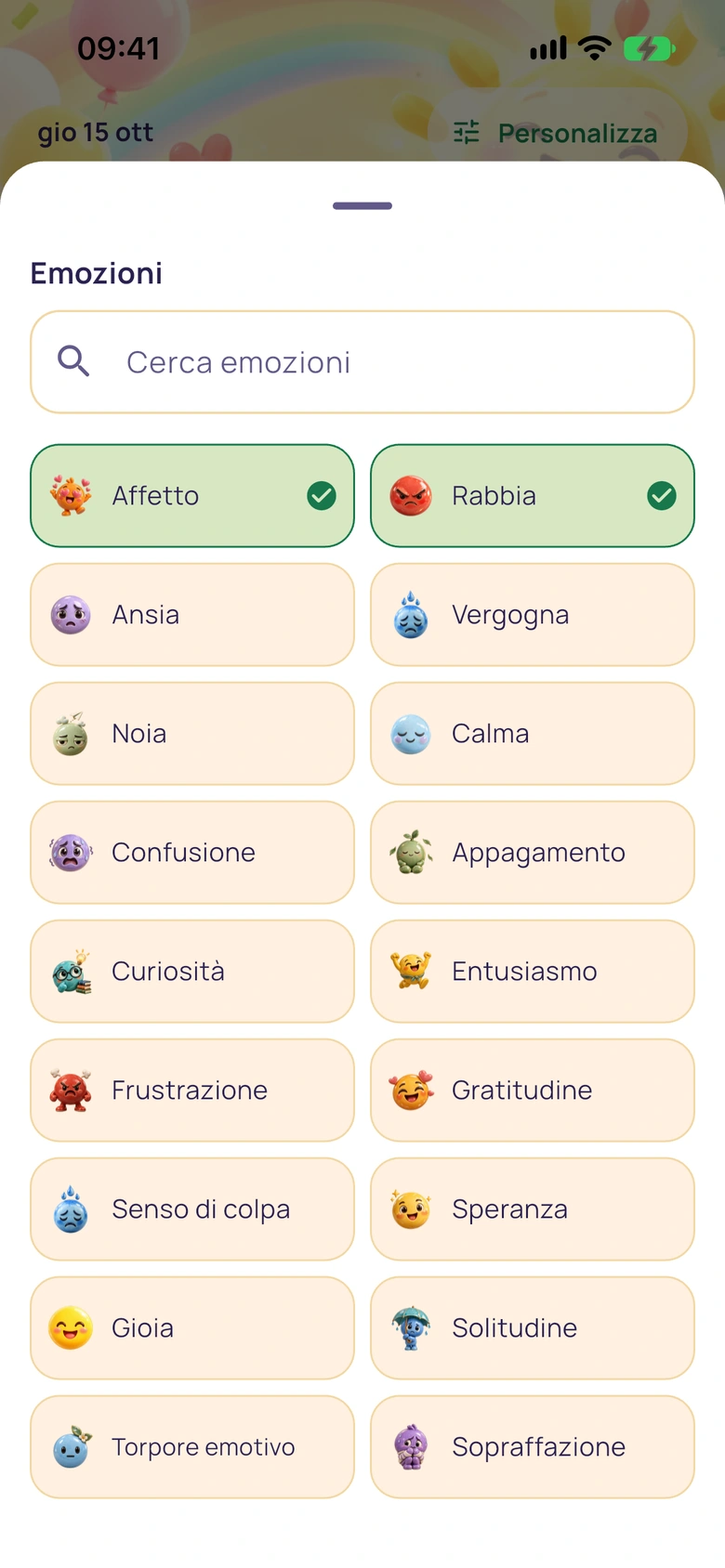 Selettore delle emozioni di Moodlo