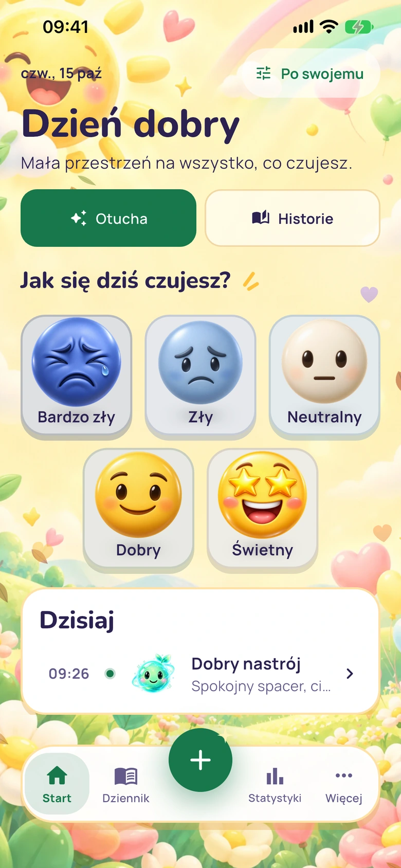 Ekran główny Moodlo w wyglądzie Słoneczny pop