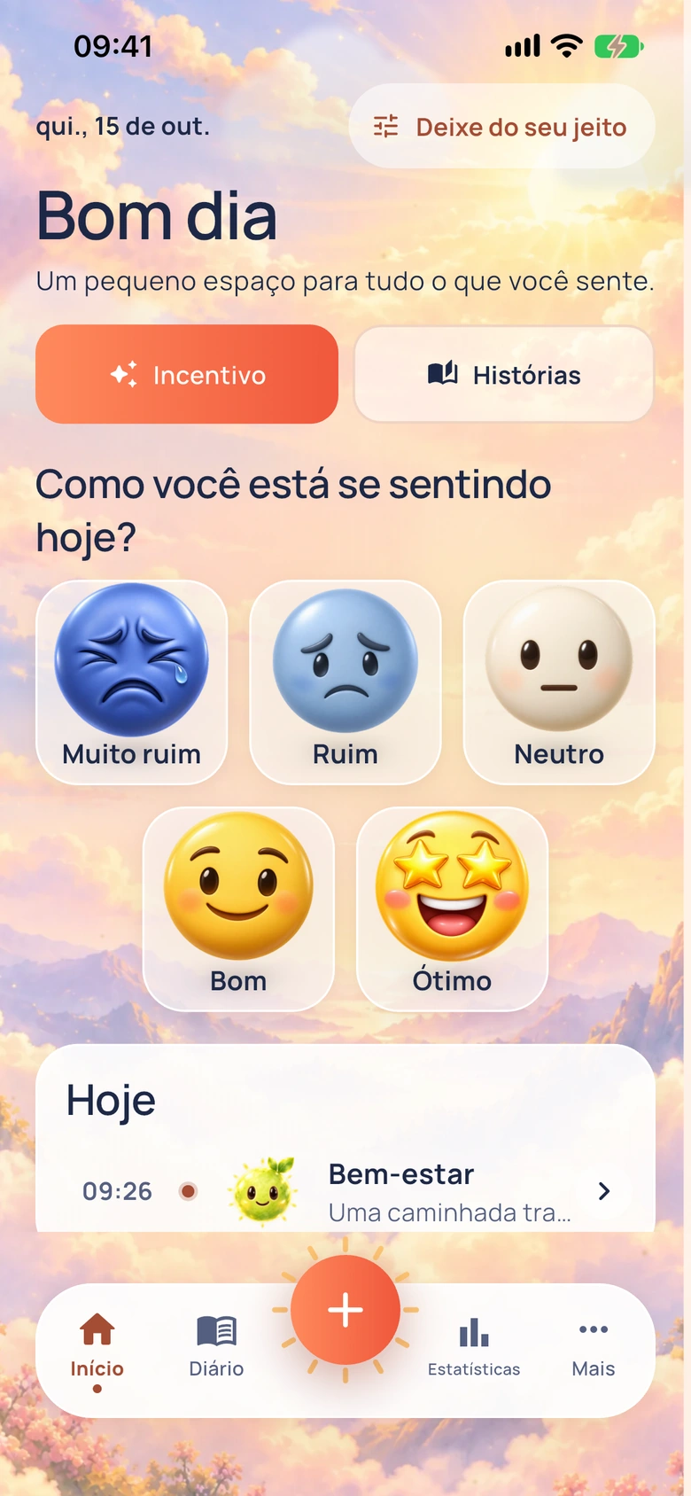 Tela inicial do Moodlo no design Clima do humor
